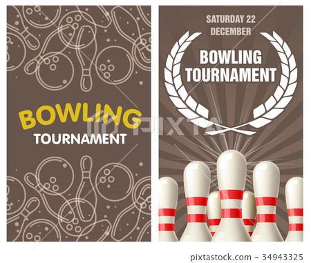 Bowling party flyer with skittles and bowling ball 34943325
