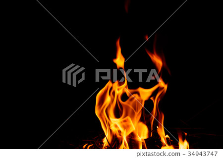 fire flame on dark background. 34943747