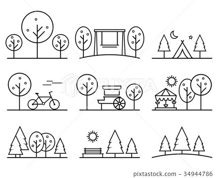 set of outline design vector icons. parkland set of outline design vector icons. parkland 34944786