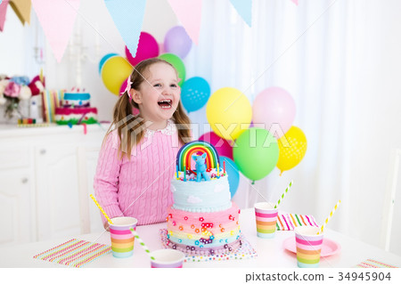 Kids birthday party with cake Kids birthday party with cake 34945904