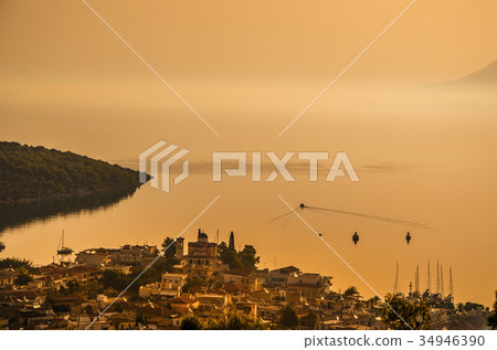 Sunrise with fog in the village port of epidaurus Sunrise with fog in the village port of epidaurus 34946390