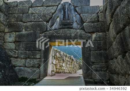 Doors of the ancient city of Mycenae 34946392