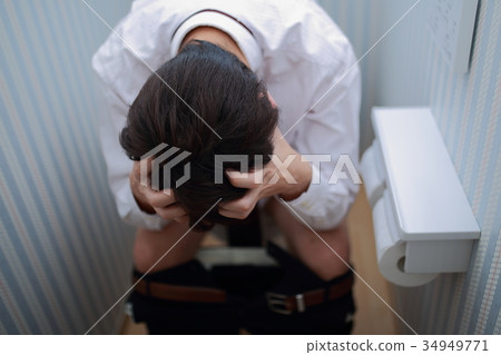 Shock (suit business male failure miss faceless body parts toilet toilet illness 34949771
