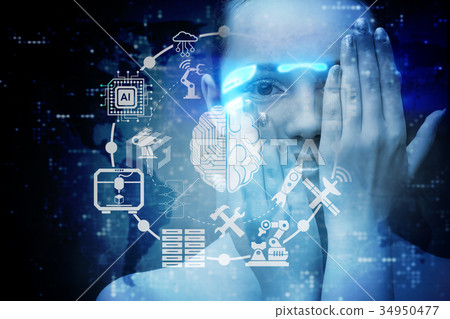 Artificial intelligence concept with woman 34950477