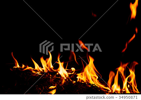 Nature Fire flames at dark night. 34950871