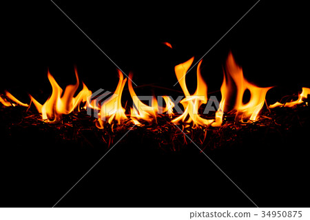 Nature Fire flames at dark night. 34950875