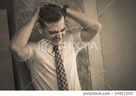 Portrait stressed sad business man Portrait stressed sad business man 34951205