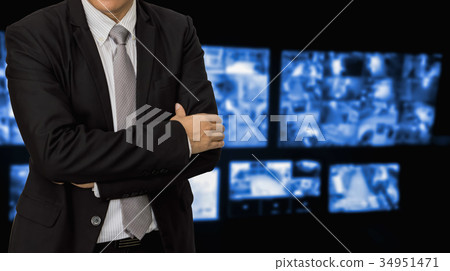 Young businessman on the background CCTV system. 34951471