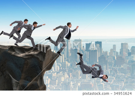 Business people falling off the cliff Business people falling off the cliff 34951624