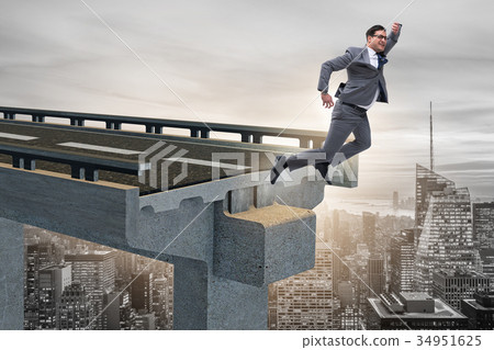 Businessman in uncertainty concept with broken 34951625