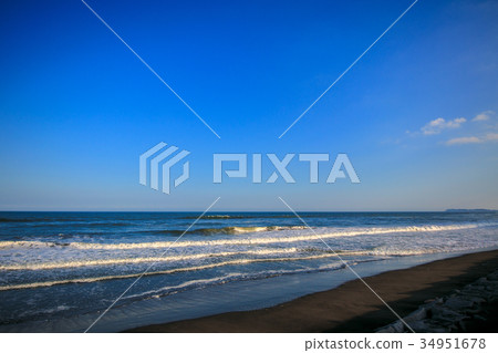 夕陽的Kujukuri Chosei村Ichimatsu海岸 34951678