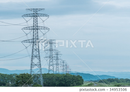 Transmission line tower / ecology image Transmission line tower / ecology image 34953506