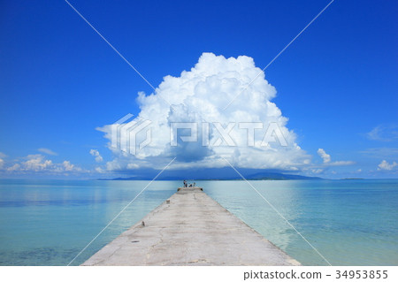 West pier and cumulonimbus clouds 34953855