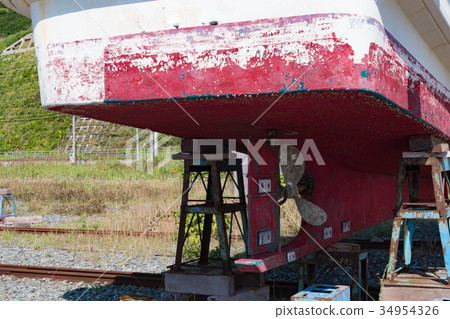 Fishing boat rudder and screw / Hokkaido fishing port 34954326