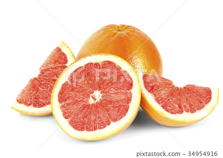 图库照片: large grapefruit and freshly sliced