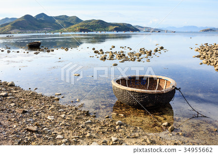 Basket boats at a lagoon in Song Lo, Phuoc Dong 34955662