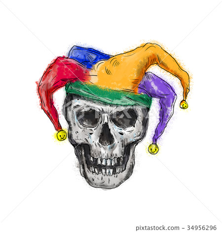 Jester Skull Laughing Tattoo 34956296