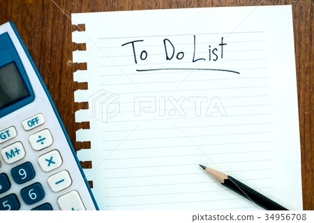 work desk with writing to do list in paper work desk with writing to do list in paper 34956708