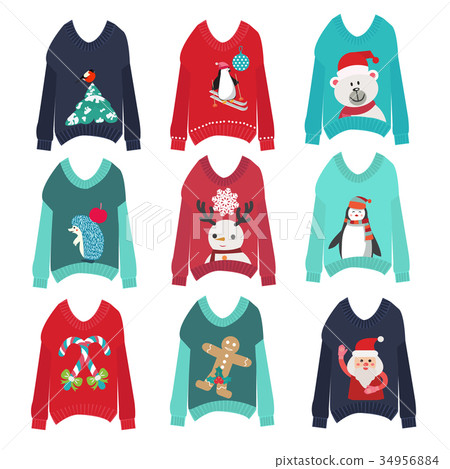 cute ugly christmas sweaters set sweater party  34956884