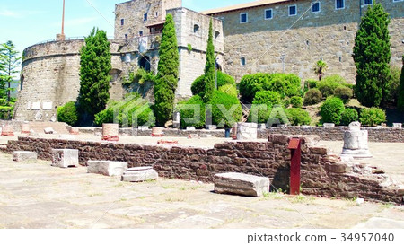 Ancient roman ruins near the San Giusto castle in Ancient roman ruins near the San Giusto castle in 34957040