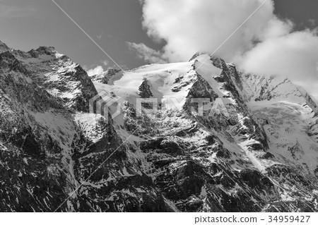 Austrian Alps mountains landscape. Black and white 34959427