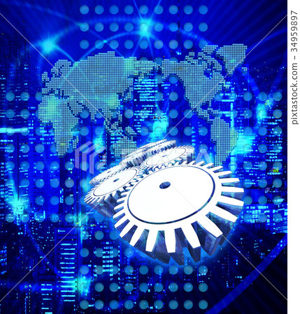 World map and gear World map and gear 34959897