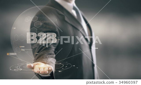 B2B with bulb hologram businessman concept B2B with bulb hologram businessman concept 34960397