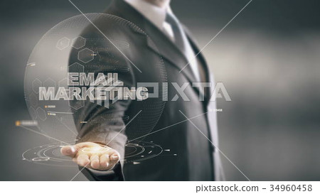 Email Marketing with hologram businessman concept 34960458