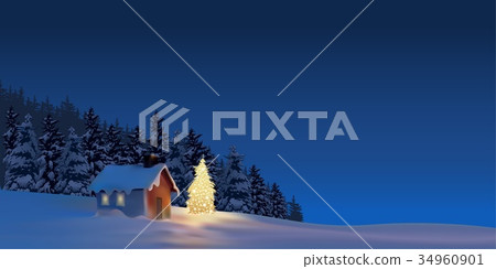 Illuminated Christmas Tree Background Illuminated Christmas Tree Background 34960901