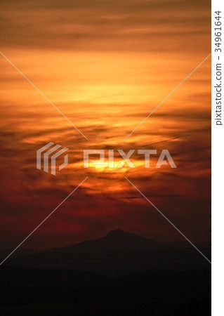 Sunset Hilly Landscape 34961644