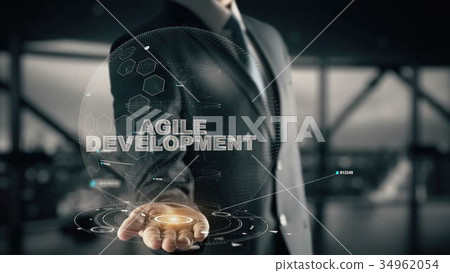 Agile Development with hologram businessman 34962054