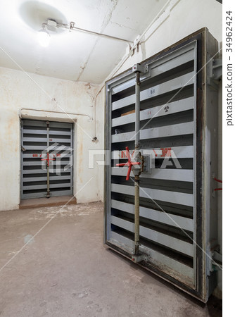 Heavy steel door in the bomb shelter 34962424