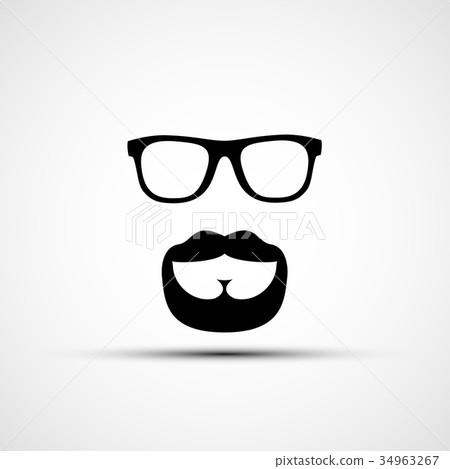 illustration of glasses and mustache with a beard 34963267
