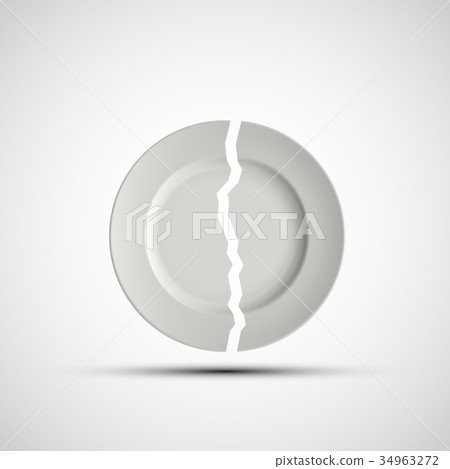 Vector image of a broken white plate Vector image of a broken white plate 34963272