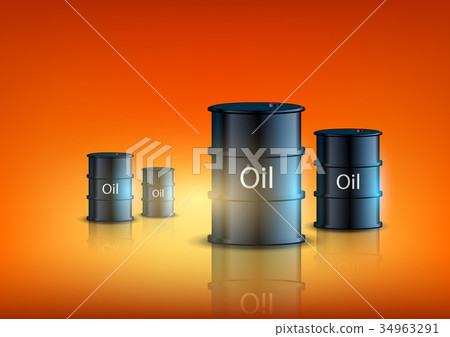 barrels of fuel on an orange background 34963291