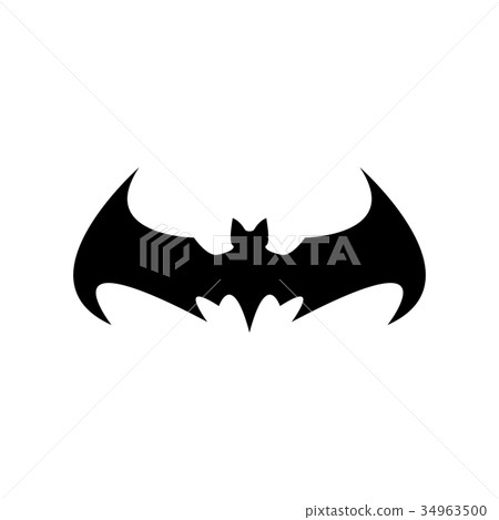 vector halloween black bat animal icon or sign - Stock Illustration ...