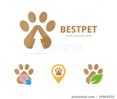 Set of paw logo combination. Pet and growth symbol 34964020