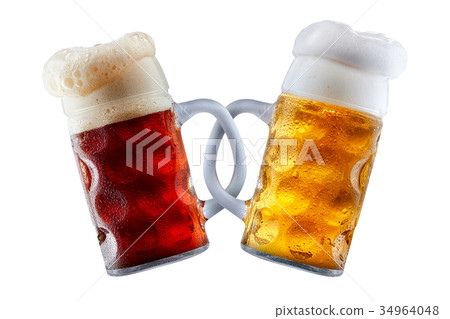 Two beer mugs making toast Two beer mugs making toast 34964048