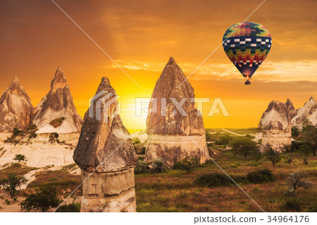 air balloon in Cappadocia, Turkey air balloon in Cappadocia, Turkey 34964176