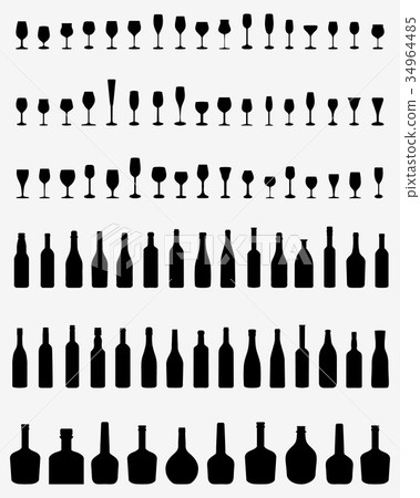bottles and glasses bottles and glasses 34964485