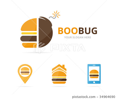 Set of burger logo combination. Hamburger and Set of burger logo combination. Hamburger and 34964690