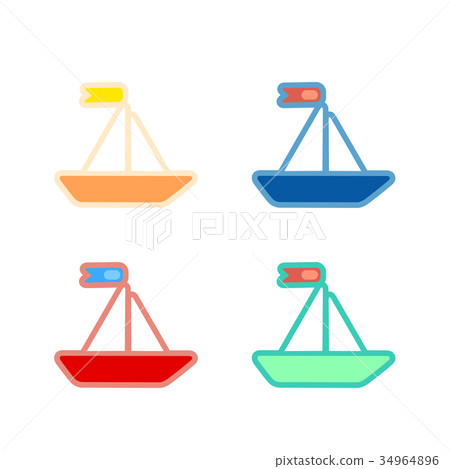 Set of cute vector boat in toy style Set of cute vector boat in toy style 34964896