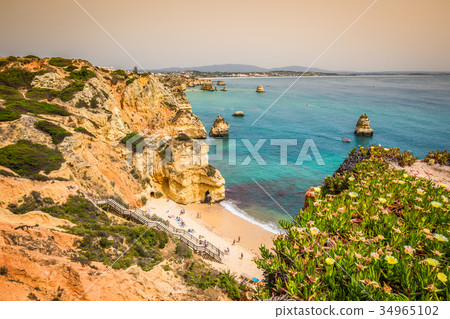 Natural rocks and beaches at Lagos Portugal Natural rocks and beaches at Lagos Portugal 34965102