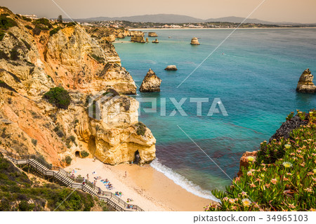 Natural rocks and beaches at Lagos Portugal Natural rocks and beaches at Lagos Portugal 34965103