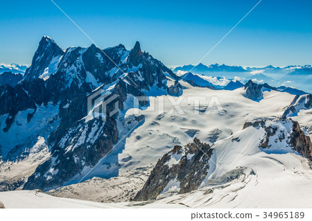 Mont Blanc mountain massif summer landscape Mont Blanc mountain massif summer landscape 34965189
