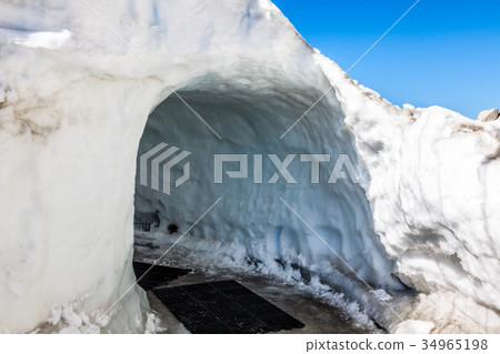 The path inside the ice cave in the glacier The path inside the ice cave in the glacier 34965198