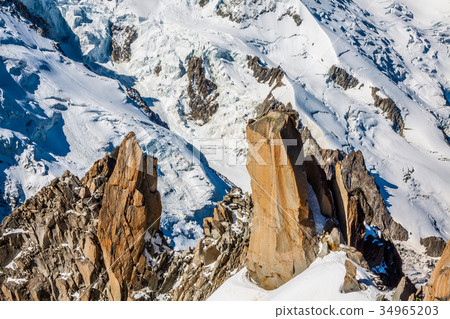 View of Mont Blanc mountain range from Aiguille View of Mont Blanc mountain range from Aiguille 34965203