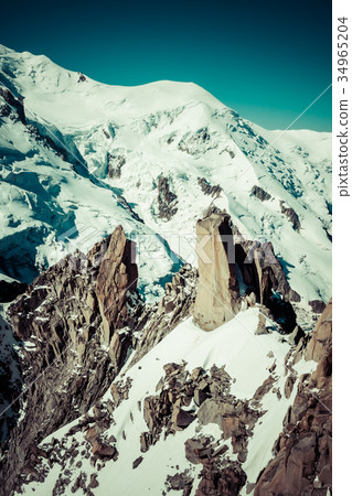 View of Mont Blanc mountain range from Aiguille View of Mont Blanc mountain range from Aiguille 34965204