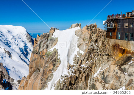 View of the rock of Aiguille du Midi, mont-Blanc View of the rock of Aiguille du Midi, mont-Blanc 34965205