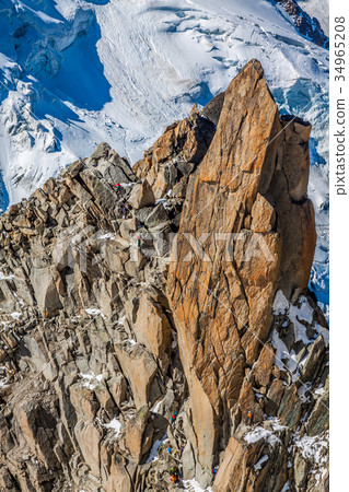 Climber on the route.Aiguille du Midi Climber on the route.Aiguille du Midi 34965208